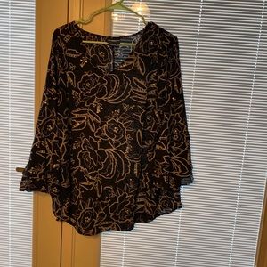 Women’s Liz Claiborne blouse size 1X floral black/silver design